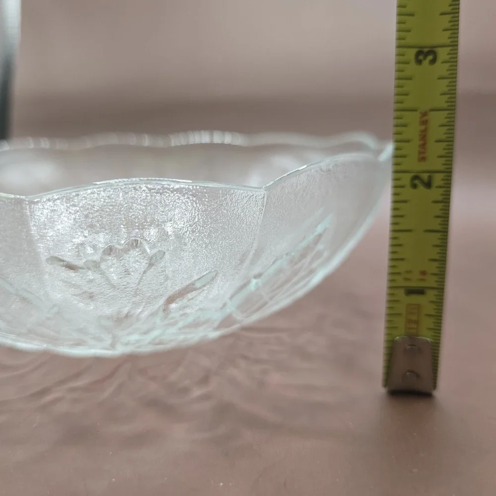 5 Pasari Crystal Livia Clear Glass Dinner Plates 1 Bowl Rose Frosted Vintage